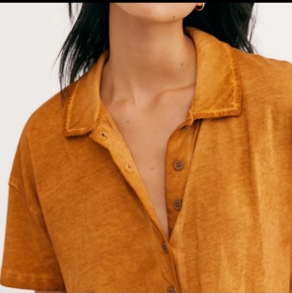 🚨Last call!!🚨Free People Button-Down top Sizes  XS  Copper - Picture 2 of 3